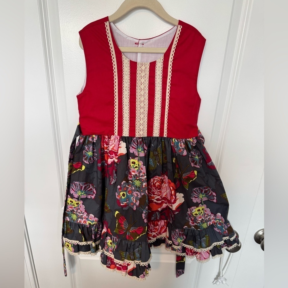 Cheeky Plum Red and Floral Girls Dress Size 6T